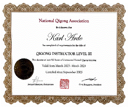 Karl's Level III Advanced QiGong Instructor Certification